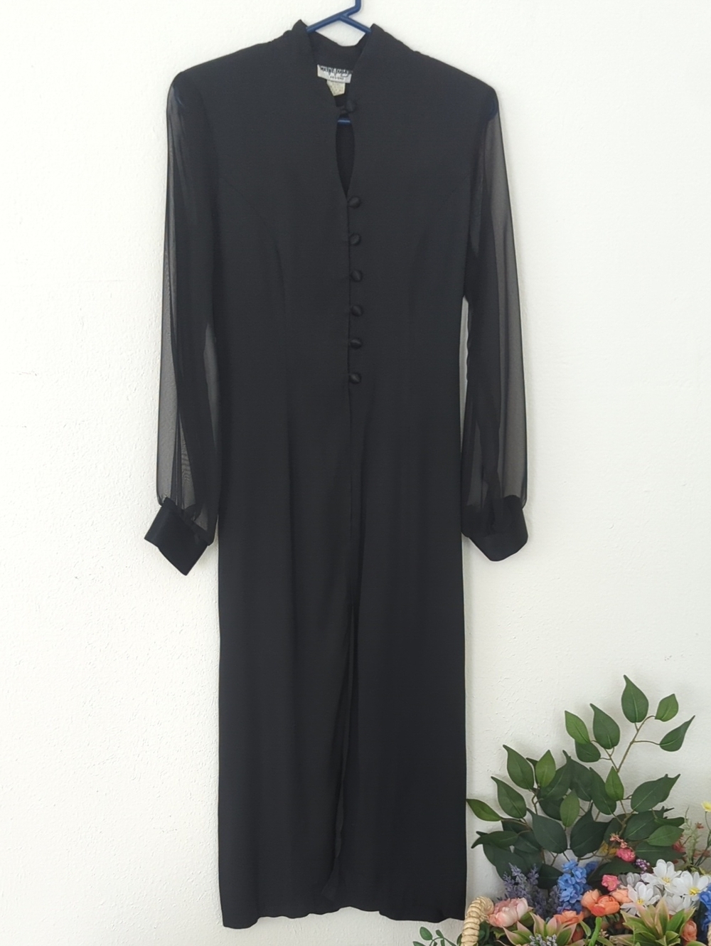 Vintage Maxi Top with Contrast Sheer Sleeves